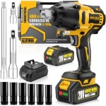 Alloyman 1/2 inch Impact Wrench Cordless, Max Torque 480 Ft-lbs Battery Impact